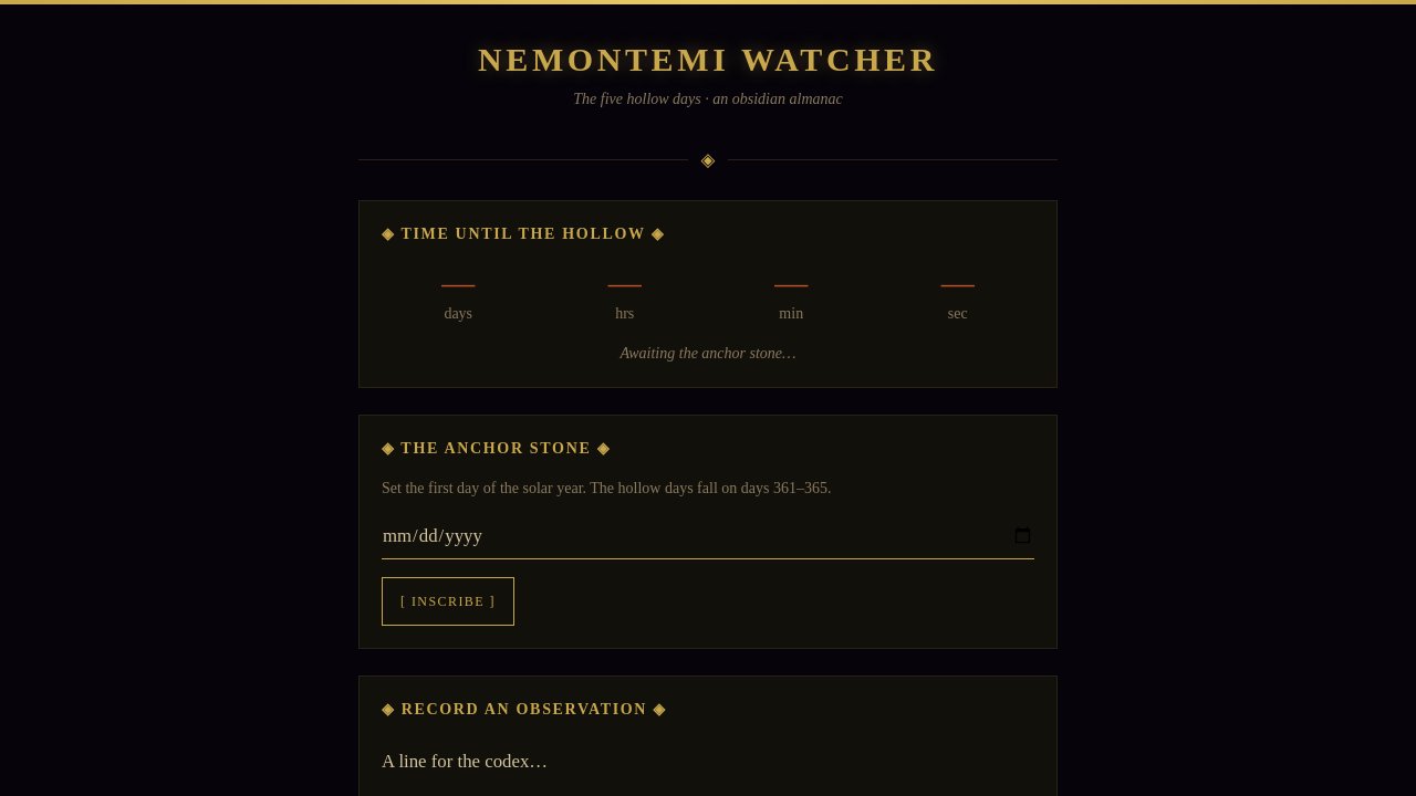 nemontemi-watch
